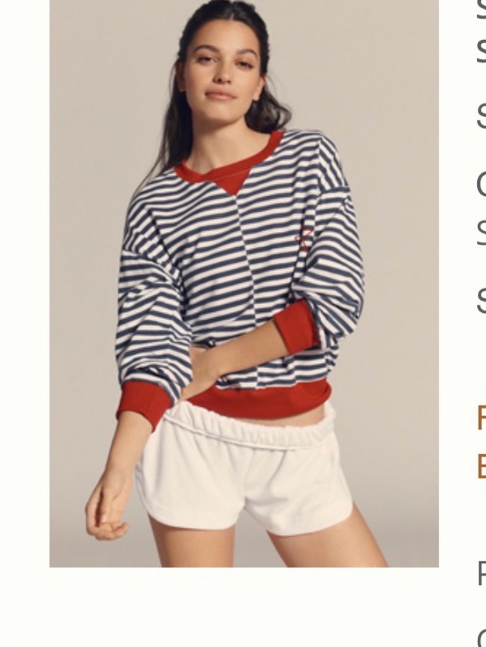 Sundry Navy and White Striped Crew with Red Trim